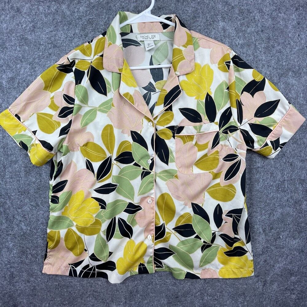Rachel‎ Zoe Pajama Top Womens Large Leaves Fun Whimsical Jess Earthy Boho